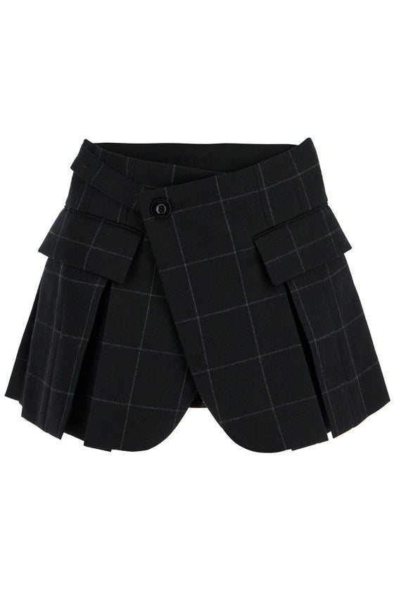 Sacai plaid wool skort with check