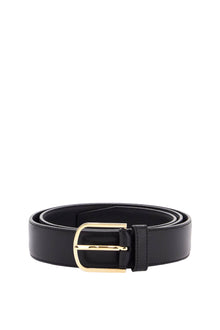  Toteme wide black calf leather belt with gold buckle for pants