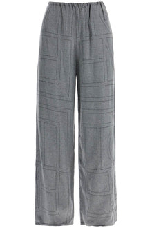  Toteme high-waisted modal flannel palazzo pants in gray pattern