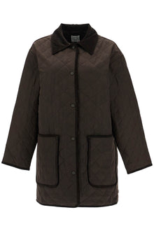  Toteme brown quilted barn jacket in recycled polyester and organic cotton with high collar