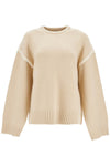 Toteme light beige wool and cashmere sweater with embroidery