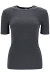 Toteme organic cotton ribbed sweater in charcoal melange with wide neckline