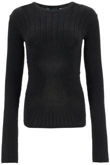  Mugler ribbed knit top with long sleeves