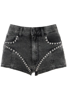  Mugler denim shorts with studs and embell