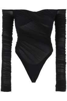  Mugler off-shoulder mesh body