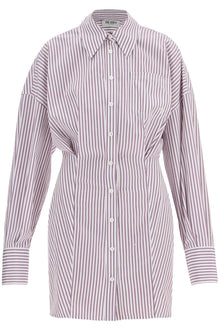  The Attico white and purple striped mini shirt dress