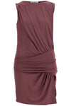 The Attico mini dress slim con scollo ampio in mauve scuro in viscosa