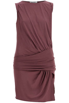  The Attico mini dress slim con scollo ampio in mauve scuro in viscosa