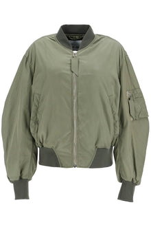  The Attico oversized bomber jacket with puff sleeves military green