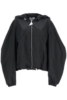  The Attico oversized black hooded bomber jacket in polyester