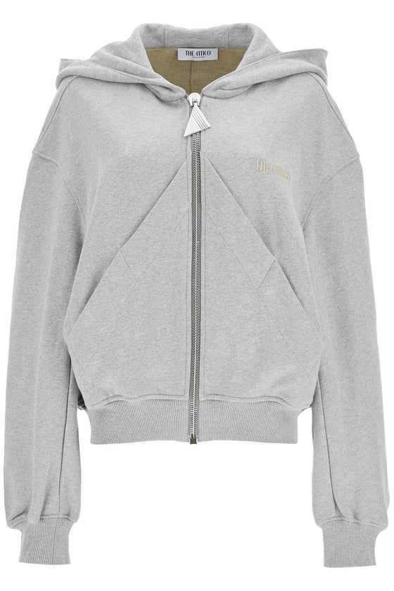 The Attico gray/beige melange loose hoodie with zip