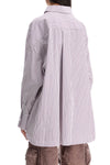 The Attico white and purple striped oversized shirt