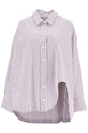 The Attico white and purple striped oversized shirt