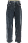 The Attico loose fit high-waisted navy blue denim pants