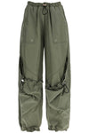 The Attico wide leg high-waisted pants with adjustable elastic in military green