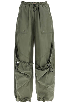  The Attico wide leg high-waisted pants with adjustable elastic in military green