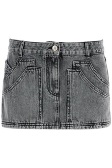  The Attico gray high-waisted slim fit denim mini skirt