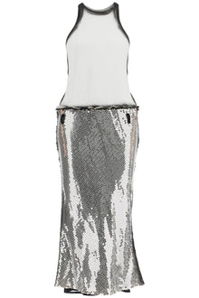  The Attico white and silver floral sequin midi dress