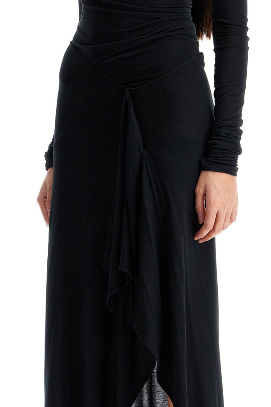 The Attico long draped jersey dress with pleats