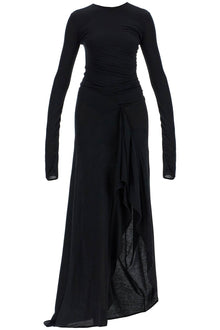  The Attico long draped jersey dress with pleats