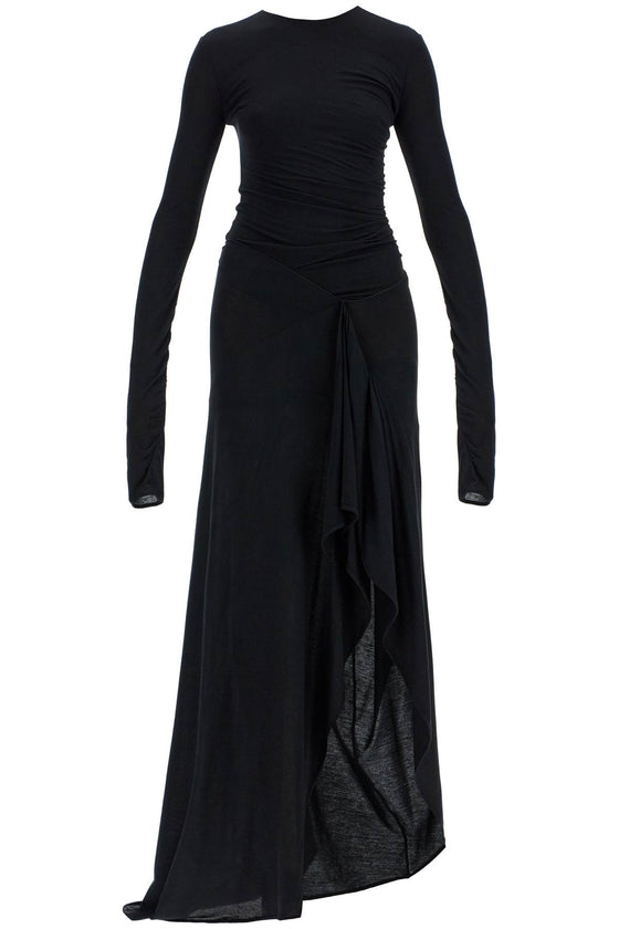 The Attico long draped jersey dress with pleats