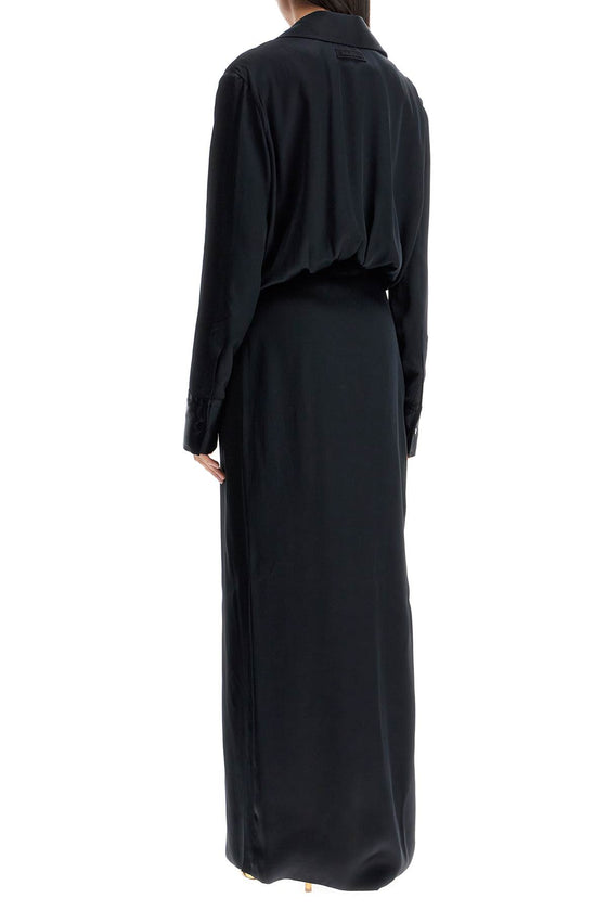 The Attico black long sleeve midi dress with side slit