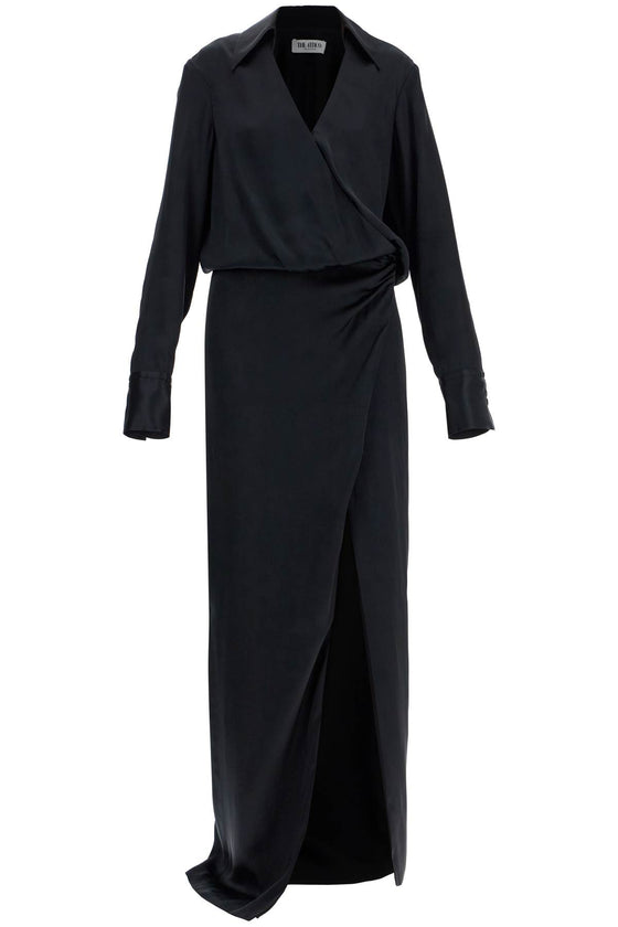 The Attico black long sleeve midi dress with side slit