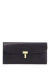 Toteme t-lock wallet in shiny black leather with snap closure