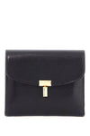 Toteme compact t-lock black glossy leather credit card holder