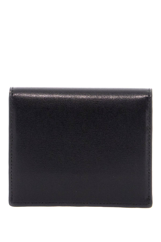 Toteme compact t-lock black glossy leather credit card holder