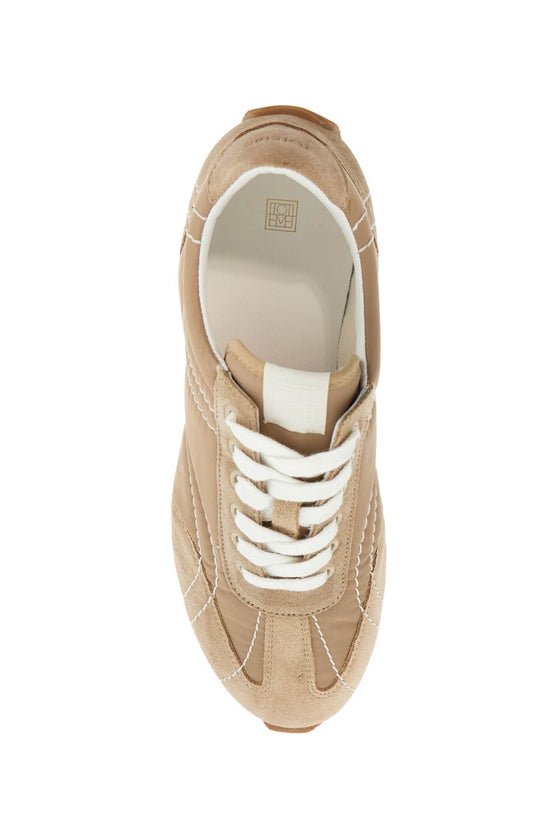 Toteme sneakers in recycled polyamide sand with suede finish