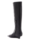 Toteme black leather knee-high boots with low heel and pointed toe