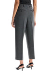 Toteme gray melange recycled fabric pleated trousers