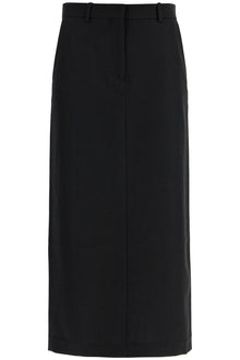  Toteme black midi straight low-waisted skirt in recycled polyester and wool