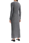 Toteme long dress in rws wool gray mélange with cable knit pattern