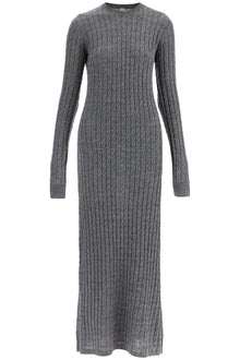  Toteme long dress in rws wool gray mélange with cable knit pattern