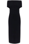 Toteme elegant black long viscose knit dress