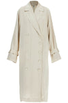 Toteme long white satin trench dress in viscose