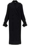 Toteme black satin viscose trench dress