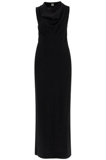  Toteme maxi dress in black wool with cowl neck sleeveless