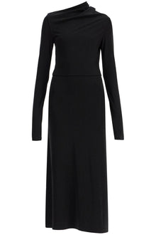  Toteme long draped dress with wide neckline in black*** long sleeve*** slim fit to ankle