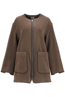  Toteme oak melange wool felt jacket with zip loose fit