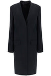 Toteme black high collar wide coat in viscose and wool