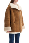 Toteme biscuits shearling lamb leather jacket with wide collar