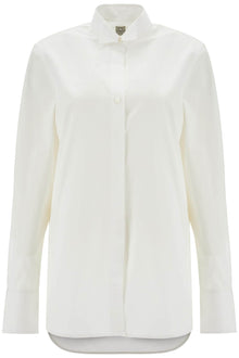  Toteme white asymmetrical organic cotton tuxedo shirt