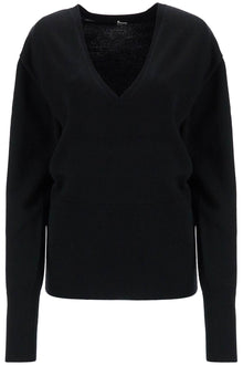  Toteme rws wool black sweater with deep v-neck