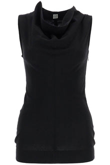  Toteme black wool cowl neck top