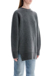 Toteme gray melange wool and cashmere sweater with wide neck