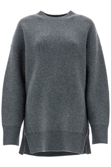  Toteme gray melange wool and cashmere sweater with wide neck