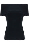 Toteme off-shoulder double-knit top in black viscose